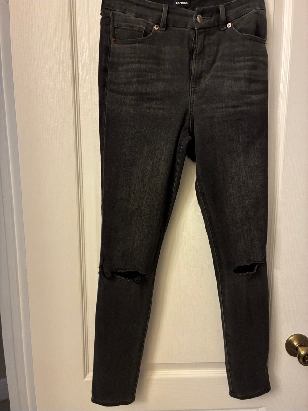 Express Black Ripped High-Rise Skinny Jeans - Women's
